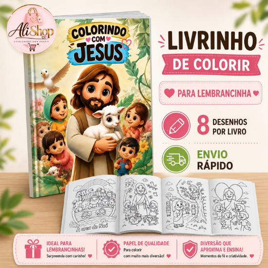 Livrinho de colorir - lembrancinha - Jesus biblíco evangélico - revista de pintar - livro cristã